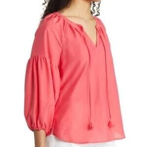 Tommy Bahama Agua Amara Cotton Silk Top Size M Women Salmon/Coral